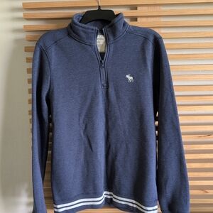 Abercrombie & Fitch Navy Zip-Up Sweater with White Trim
